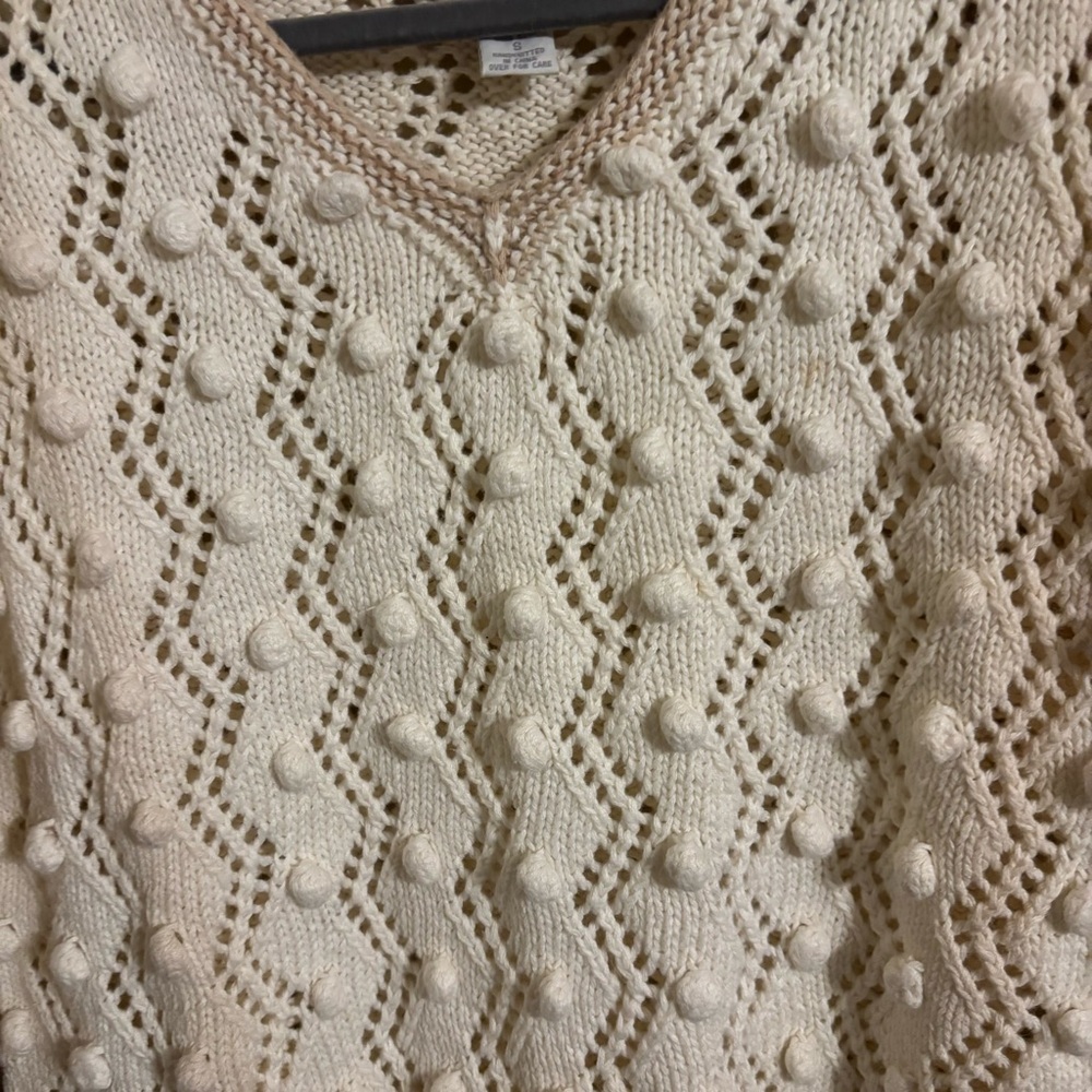 Vintage Express Tricot Handknitted Cream Sweater Small - Picture 6 of 6